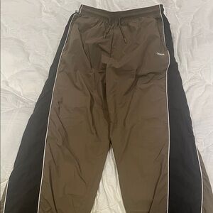 Oner active oversized piped woven straight leg track bottoms moss brown—small